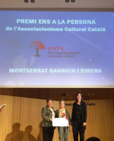 Montserrat Garrich premi Ens a la Persona de l’associacionisme cultural català