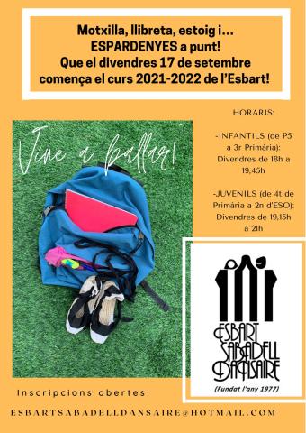 INICI DEL CURS 2021-2022 A L'ESBART SABADELL DANSAIRE